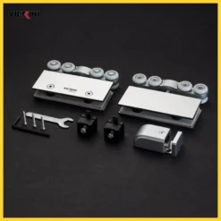 Bộ bánh xe kẹp kính 62225.001 SSS inox mờ VICKINI