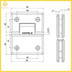 Thông số Bản Lề Kính Kính 180º Hafele 499.05.855