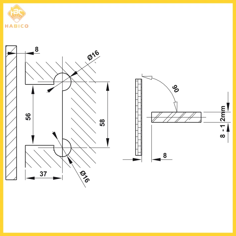 Thông số Bản Lề Kính Tường 90º Hafele 499.05.851 (2)