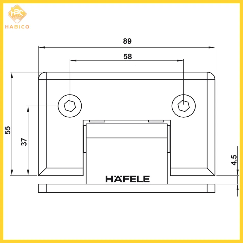 Thông số Bản Lề Kính Tường 90º Hafele 499.05.852