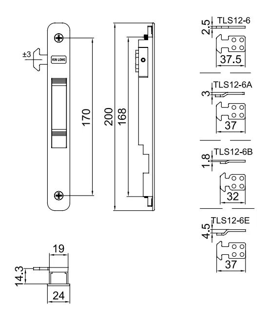 Thông số Chốt âm tự sập TLS12K TLS12