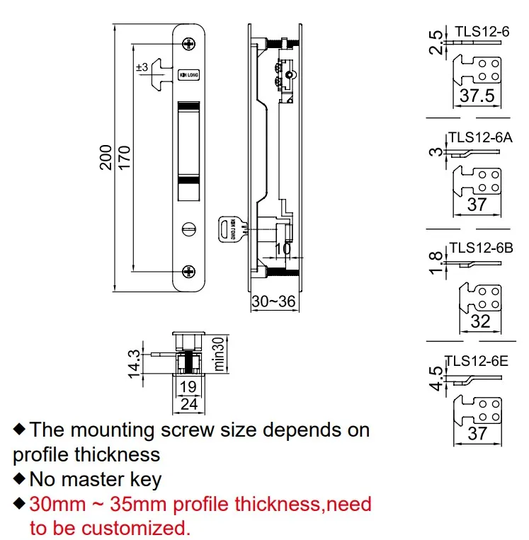 Thông số Chốt sập 2 mặt TLS12HS