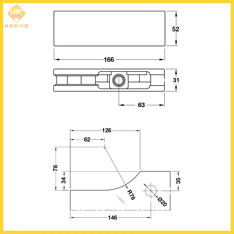 Thông số Kẹp Kính Trên Inox Bóng Hafele 981.00.657