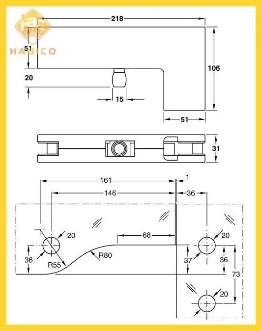 Thông số Kẹp kính L màu inox bóng 981.00.031