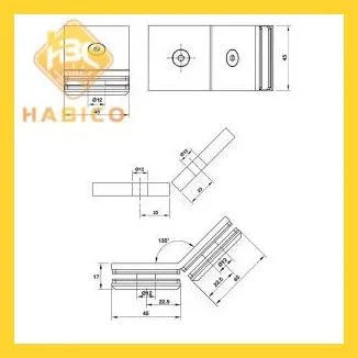 Thông số Kẹp kính – kính 135 độ Hafele 981.77.915