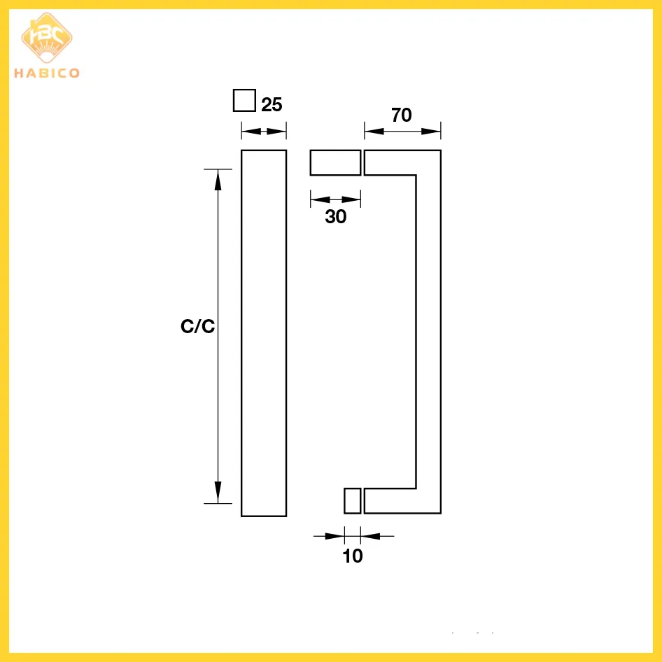 Thông số Tay Nắm Kéo Phòng Tắm Kính 450mm Hafele 903.11.560