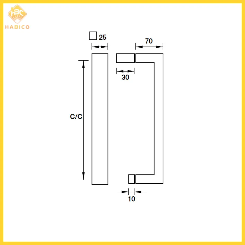 Thông số Tay Nắm Kéo Phòng Tắm Kính 550mm Hafele 903.11.563
