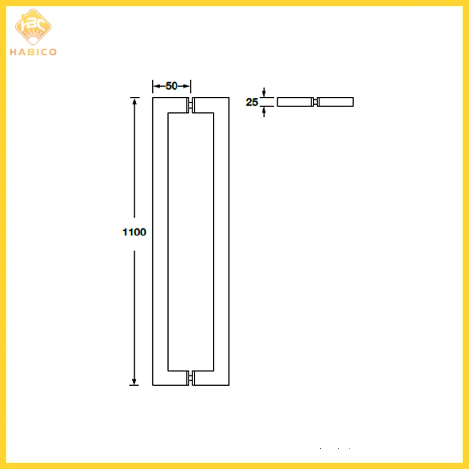 Thông số Tay Nắm Kéo Vuông 1075mm Hafele 499.68.039