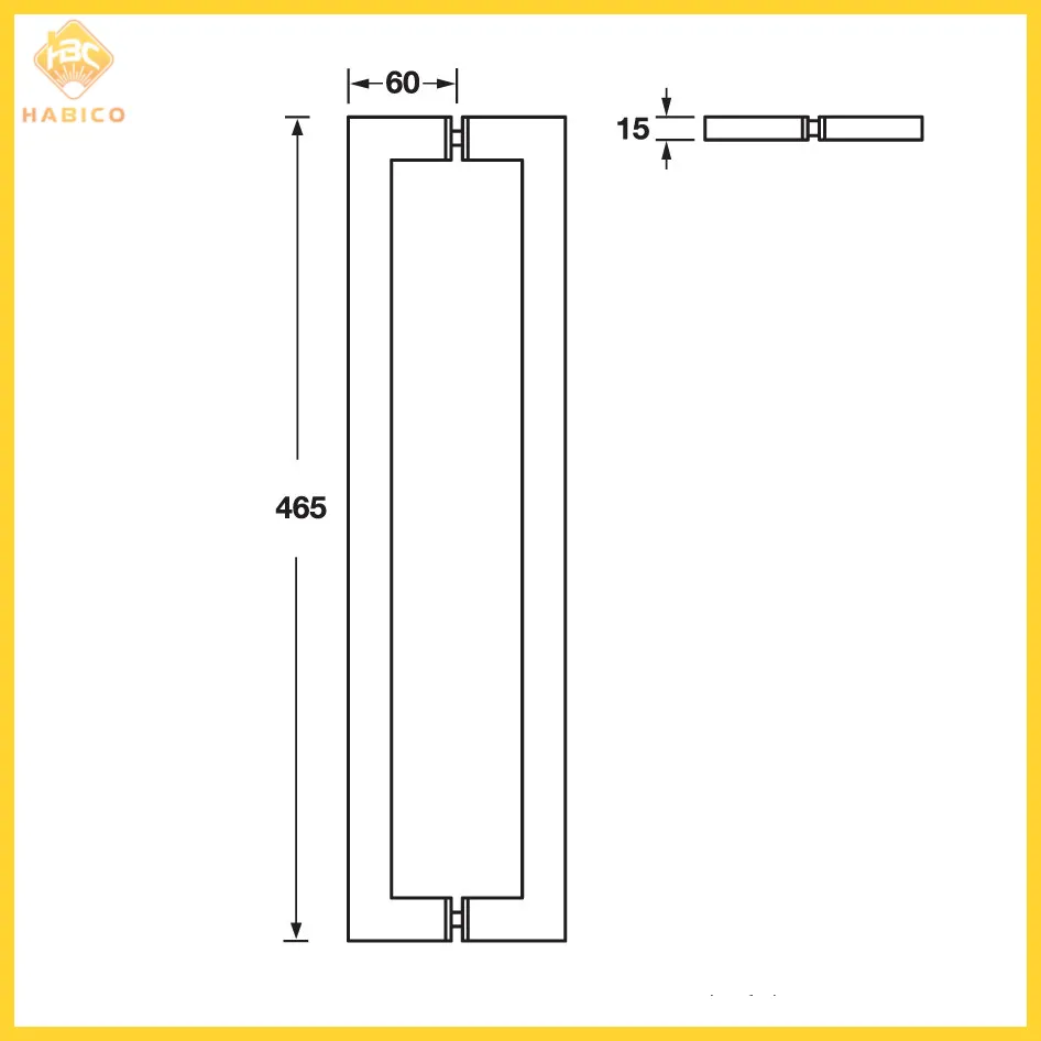 Thông số Tay Nắm Kéo Vuông L465mm Hafele 499.68.038
