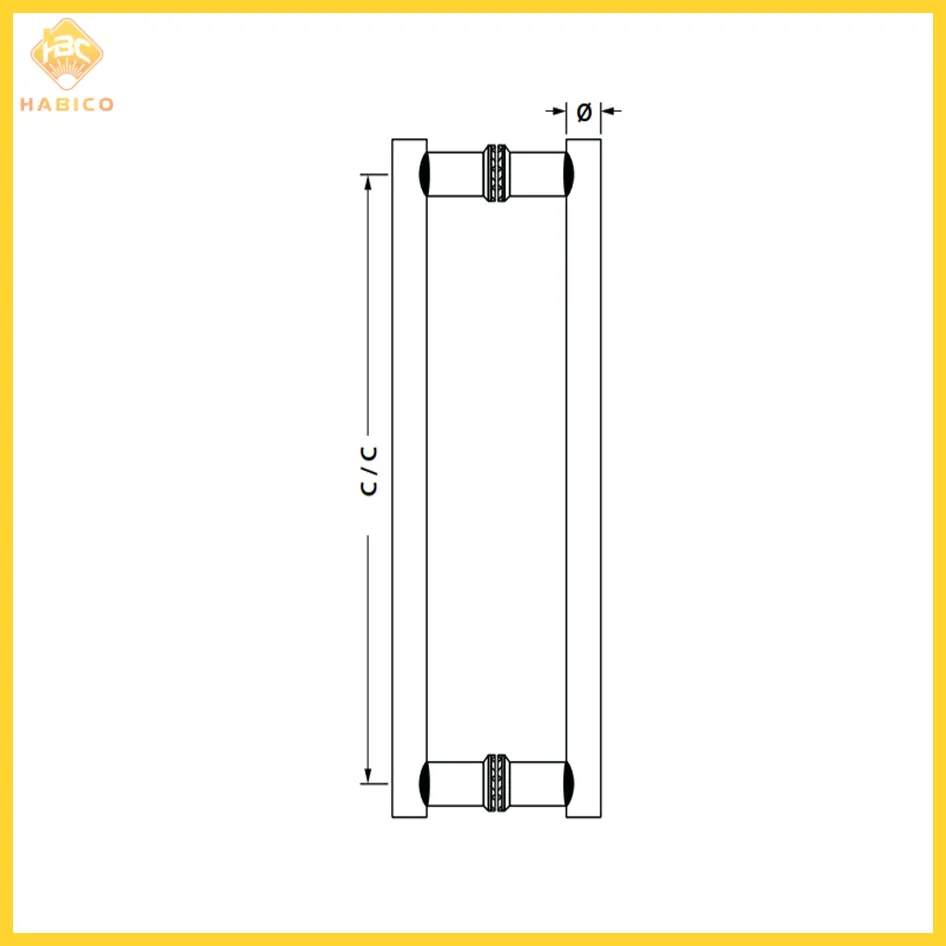 Thông số Tay Nắm Kéo chữ H Dài 800mm Hafele 903.08.502