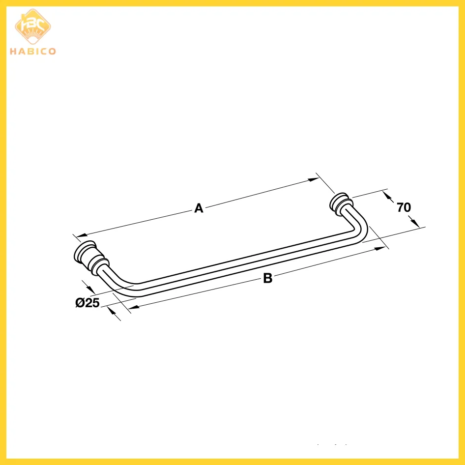 Thông số Tay Nắm Phòng Tắm Kính 500mm Hafele 903.12.373