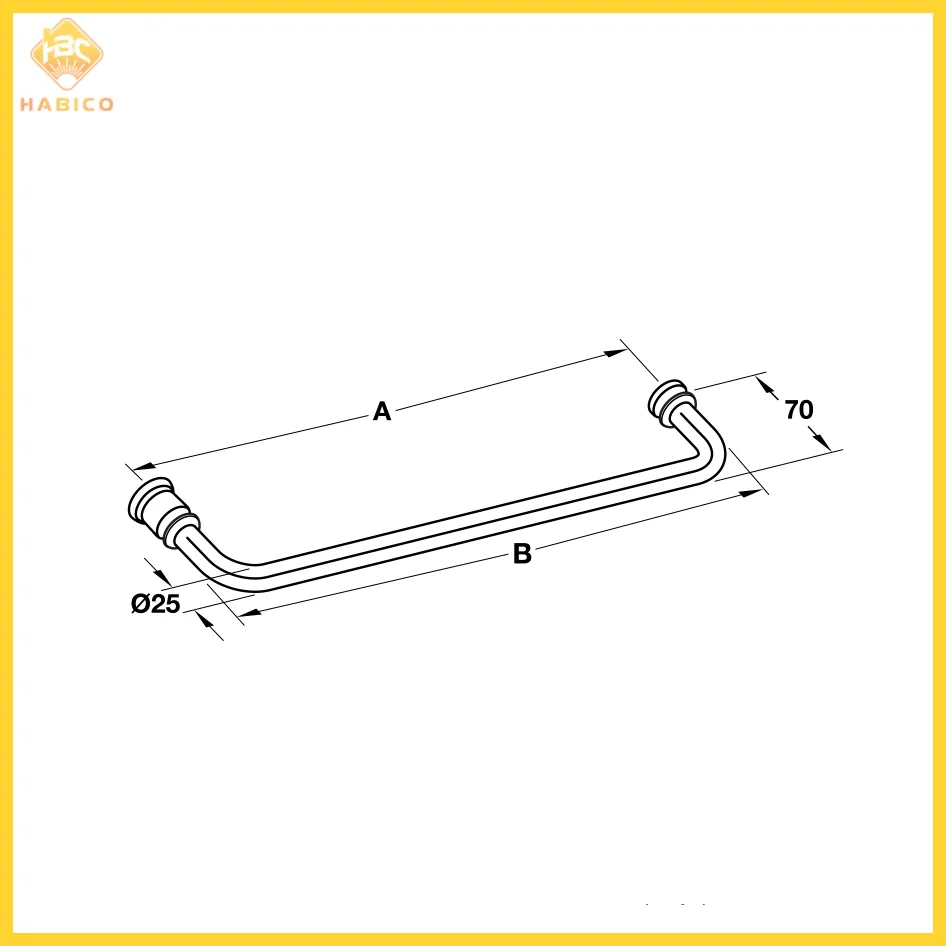 Thông số Tay Nắm Phòng Tắm Kính 550mm Hafele 903.12.365