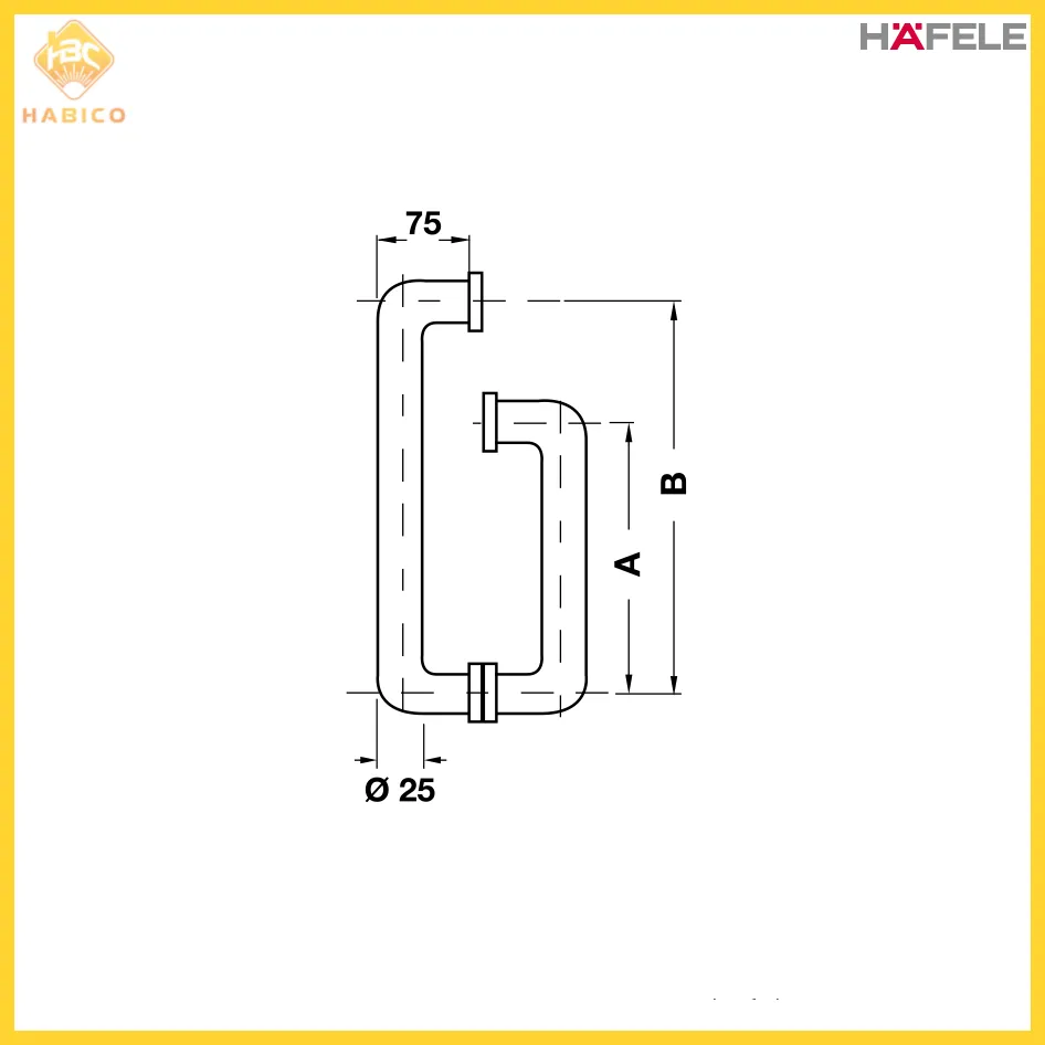 Thông số Tay Nắm Phòng Tắm Kính Hafele 903.04.153