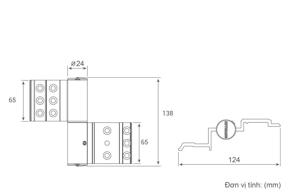 Thông số kỹ thuật Bản lề 2D dài 2 cánh hệ xingfa Sơn Trắng