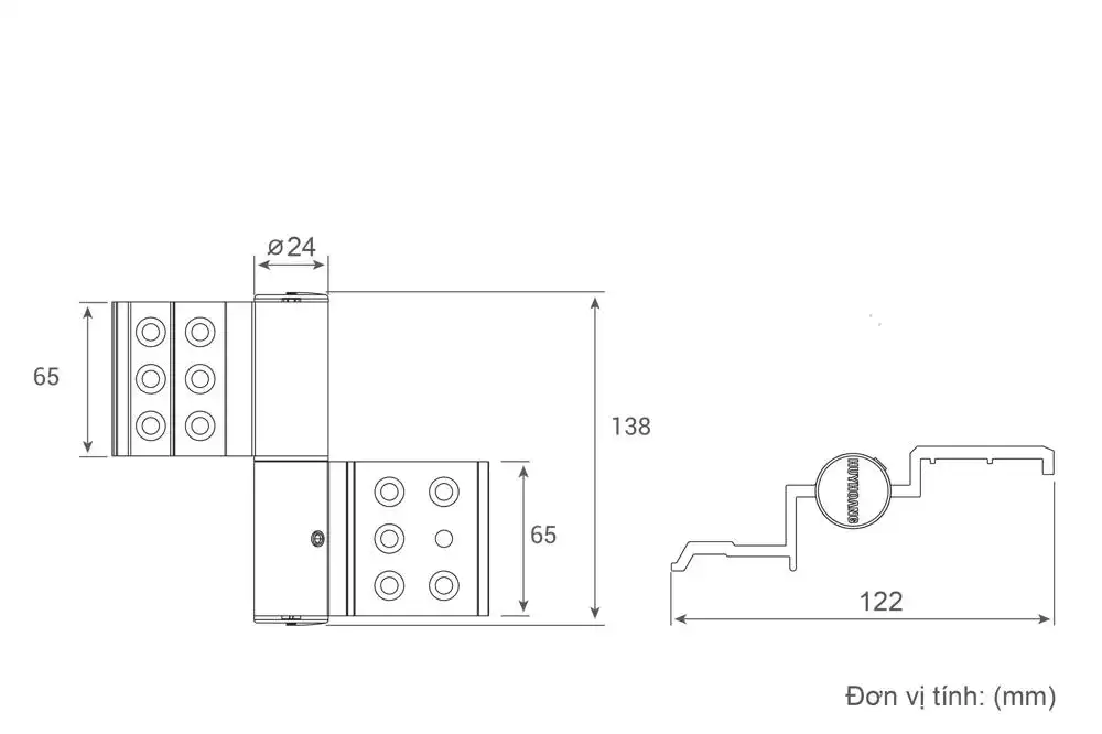 Thông số kỹ thuật Bản lề 2D dài 4 cánh hệ Xingfa Sơn Trắng