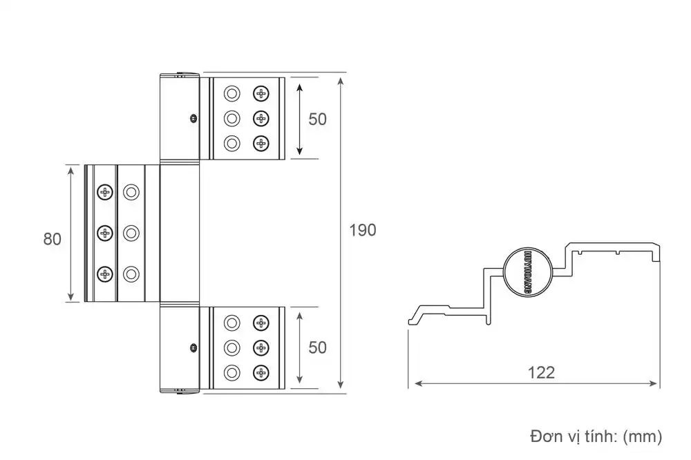 Thông số kỹ thuật Bản lề 4D 4 cánh Xingfa Điện zi Titan