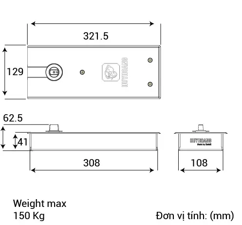 Thông số kỹ thuật Bản lề sàn SS 03 mạ đồng đen American