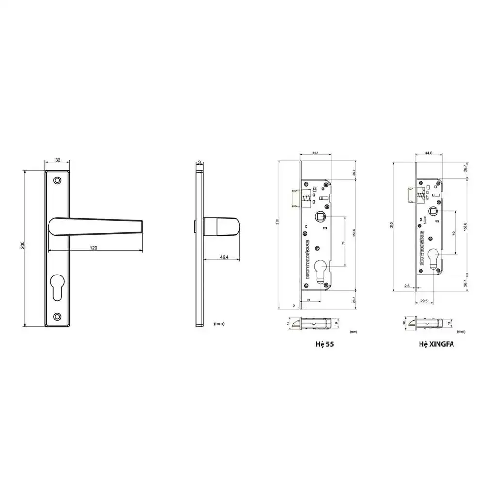 Thông số kỹ thuật Khóa tay nắm AP 70 44 51A Sơn trắng