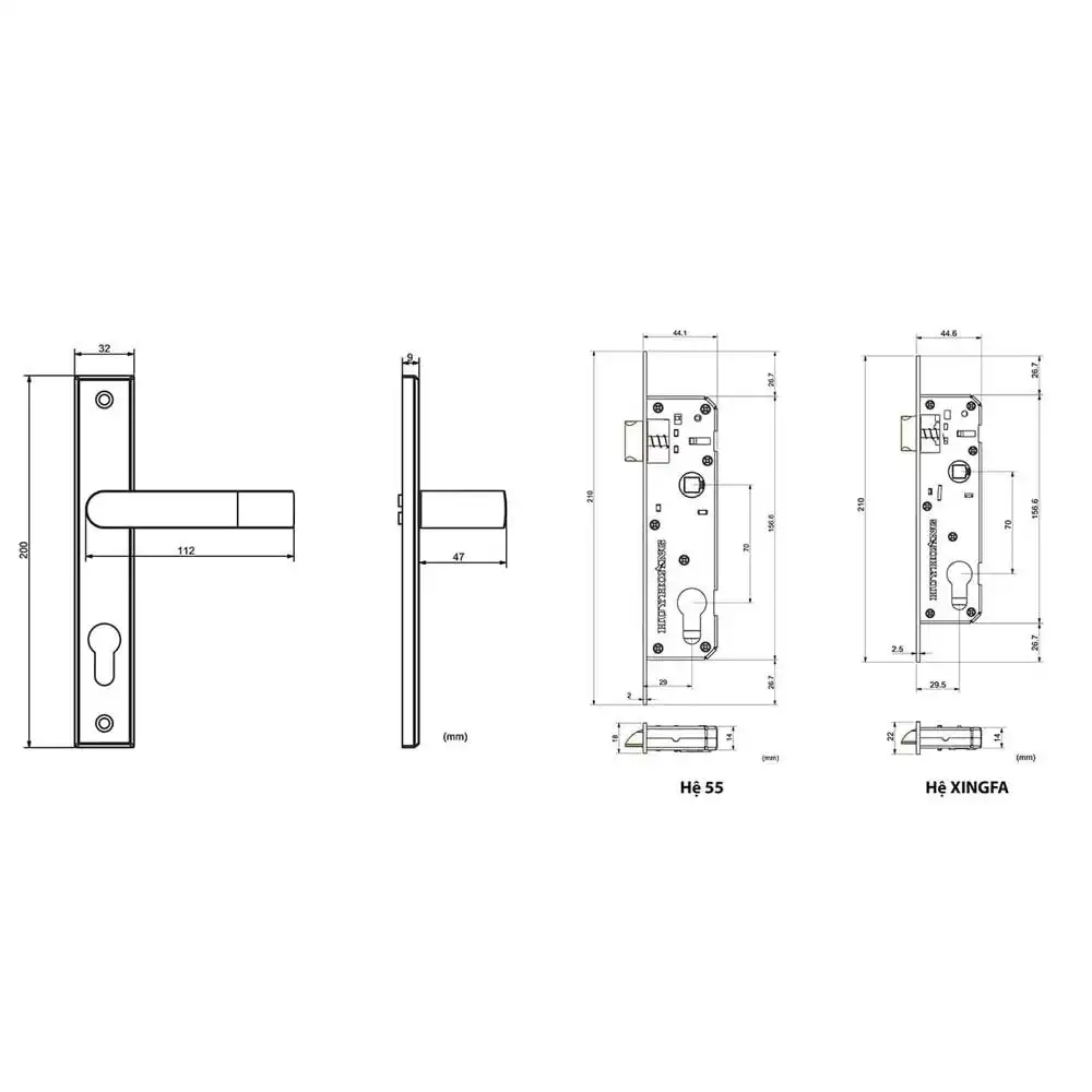 Thông số kỹ thuật Khóa tay nắm EX 70 44 60P