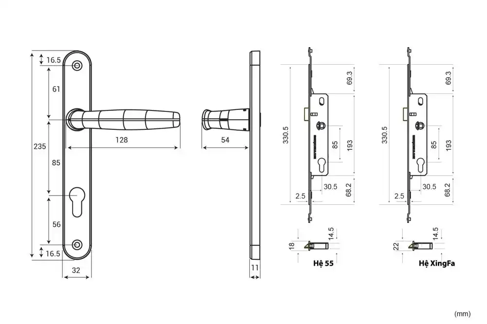 Thông số kỹ thuật Khóa tay nắm đa điểm APEX66 Mạ đồng đen American
