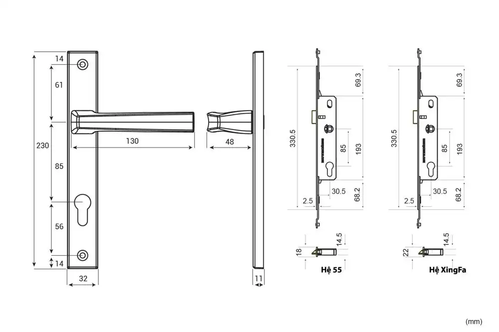 Thông số kỹ thuật Khóa tay nắm đa điểm APEX68 Điện Zi Titan