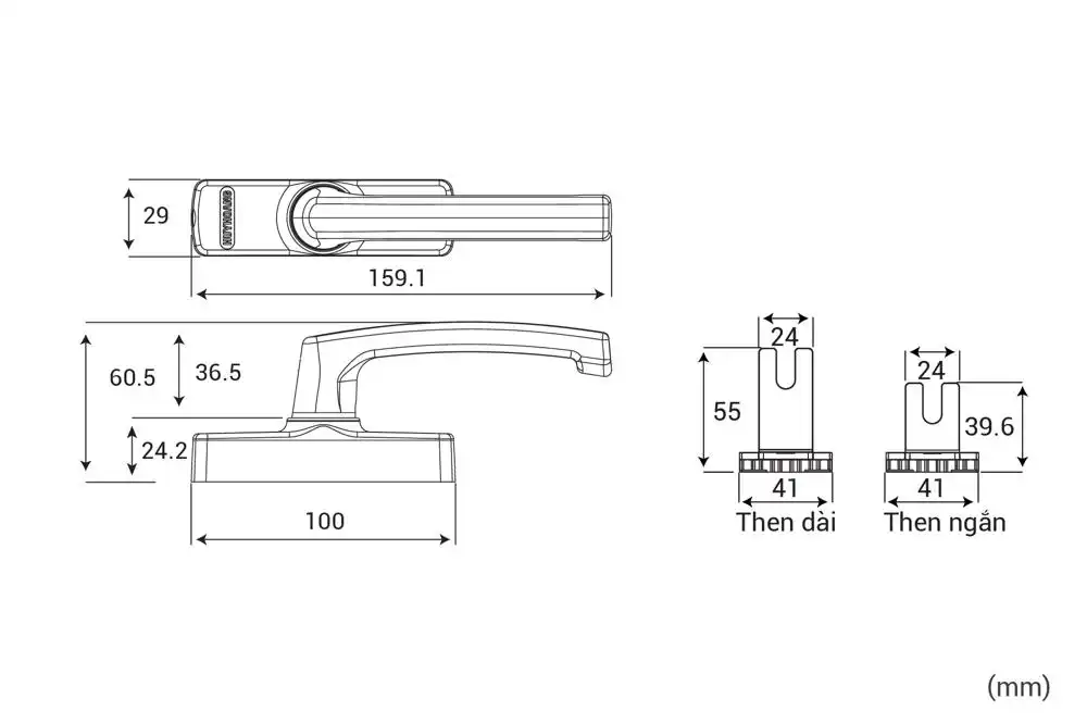 Thông số kỹ thuật Tay nắm đa điểm cửa sổ AP 80 Sơn trắng