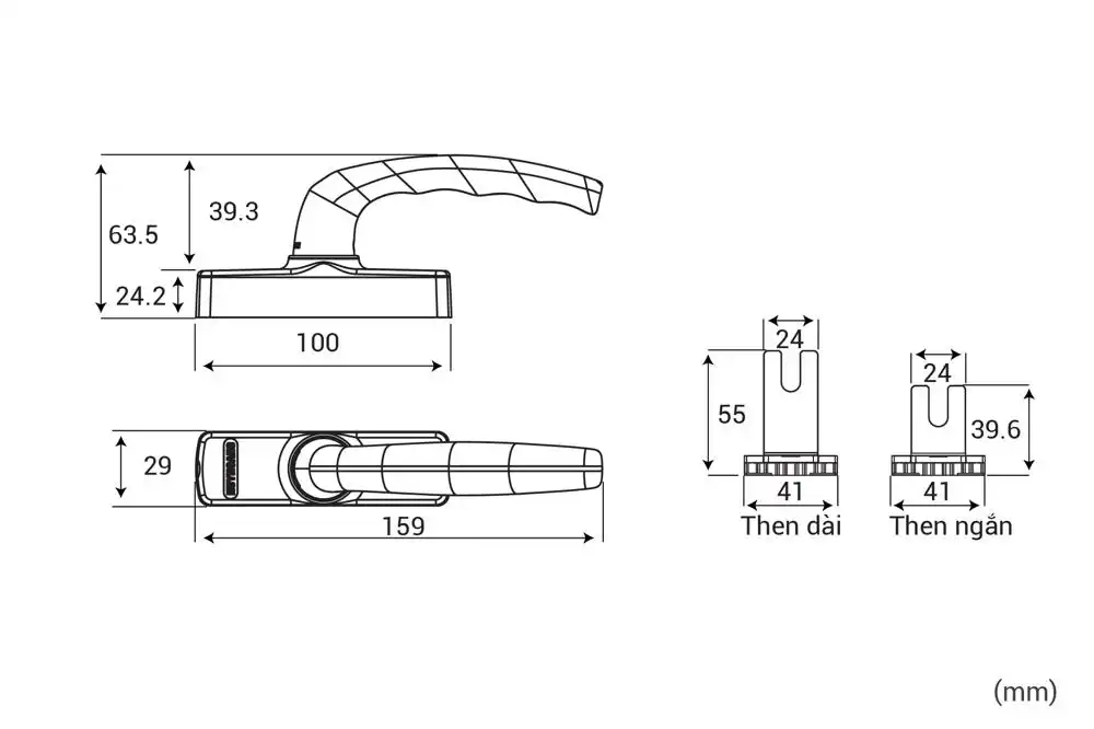 Thông số kỹ thuật Tay nắm đa điểm cửa sổ APEX66 Mạ đồng đen