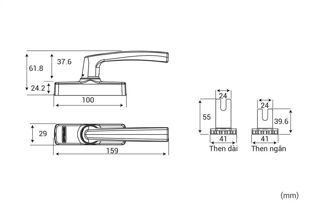 Thông số kỹ thuật Tay nắm đa điểm cửa sổ HCX 68