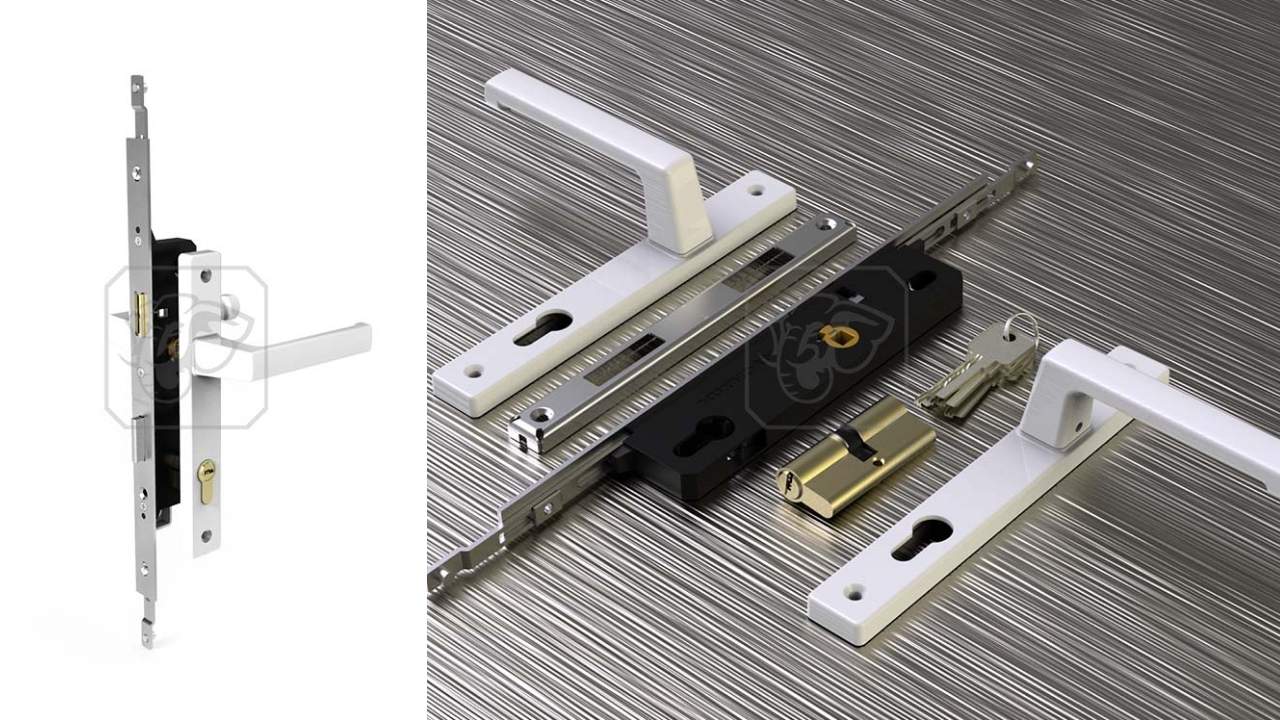 Sản phẩm khóa tay nắm đa điểm 80 Sơn trắng Sản phẩm khóa tay nắm đa điểm 80 Sơn trắng